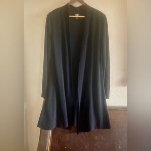 Eileen Fisher black 100% wool duster cardigan